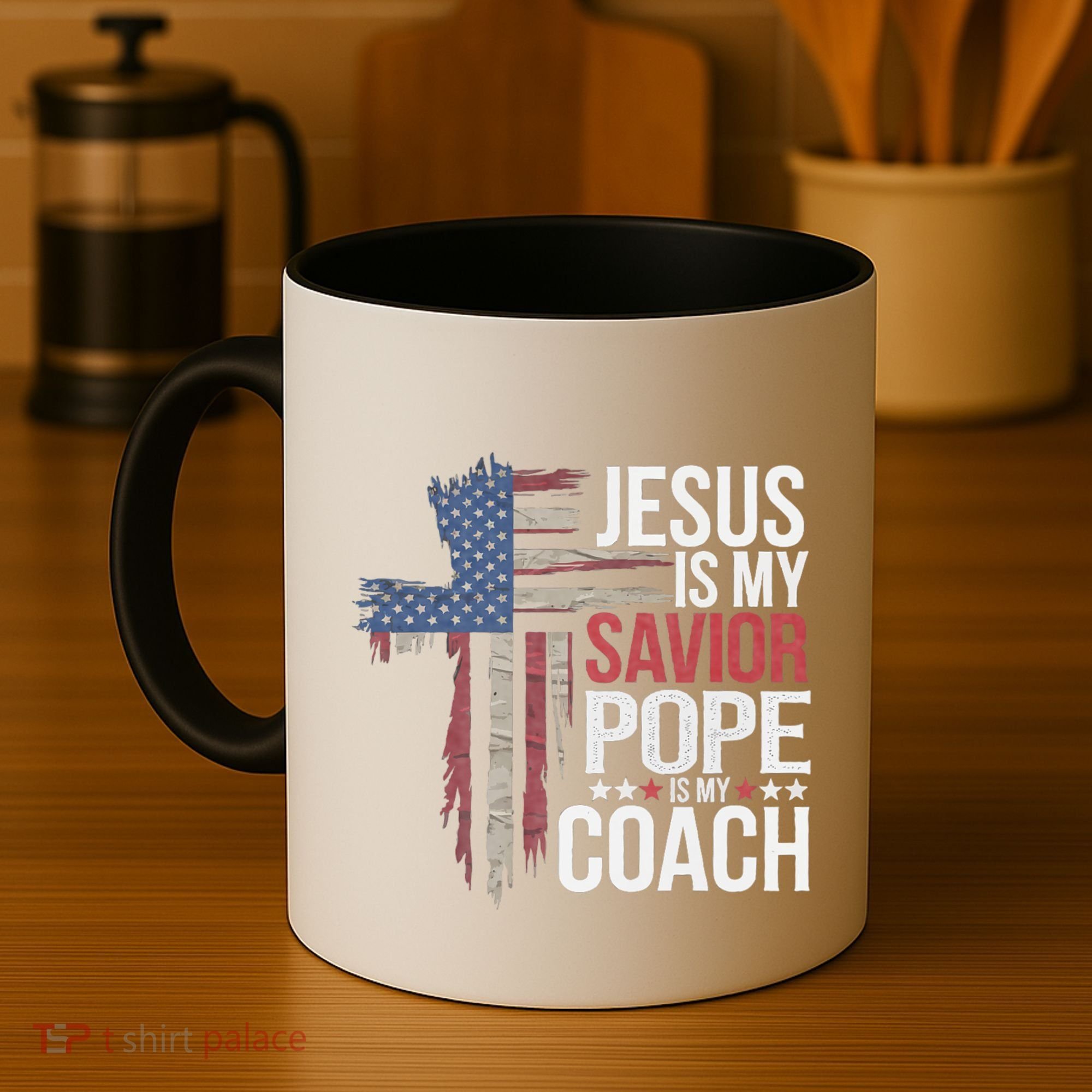 Jesus Is My Savior Pope Is My Coach Religious Quote Coffee Mug