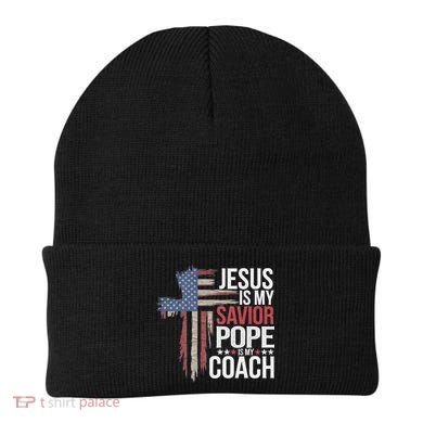 Jesus Is My Savior Pope Is My Coach Religious Quote Beanie
