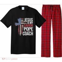 Jesus Is My Savior Pope Is My Coach Religious Quote Pajama Set thumb 0