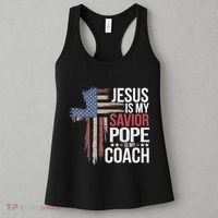 Jesus Is My Savior Pope Is My Coach Religious Quote Women's Tank Top thumb 3