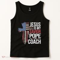Jesus Is My Savior Pope Is My Coach Religious Quote Tank Top thumb 2