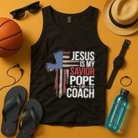 Jesus Is My Savior Pope Is My Coach Religious Quote Tank Top thumb 4