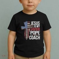 Jesus Is My Savior Pope Is My Coach Religious Quote Toddler T-Shirt thumb 2