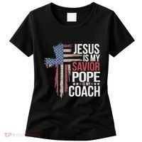 Jesus Is My Savior Pope Is My Coach Religious Quote Women's T-Shirt thumb 0