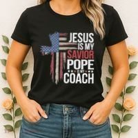 Jesus Is My Savior Pope Is My Coach Religious Quote Women's T-Shirt thumb 2