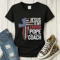 Jesus Is My Savior Pope Is My Coach Religious Quote Women's T-Shirt thumb 3