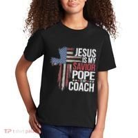 Jesus Is My Savior Pope Is My Coach Religious Quote Kids T-Shirt thumb 2