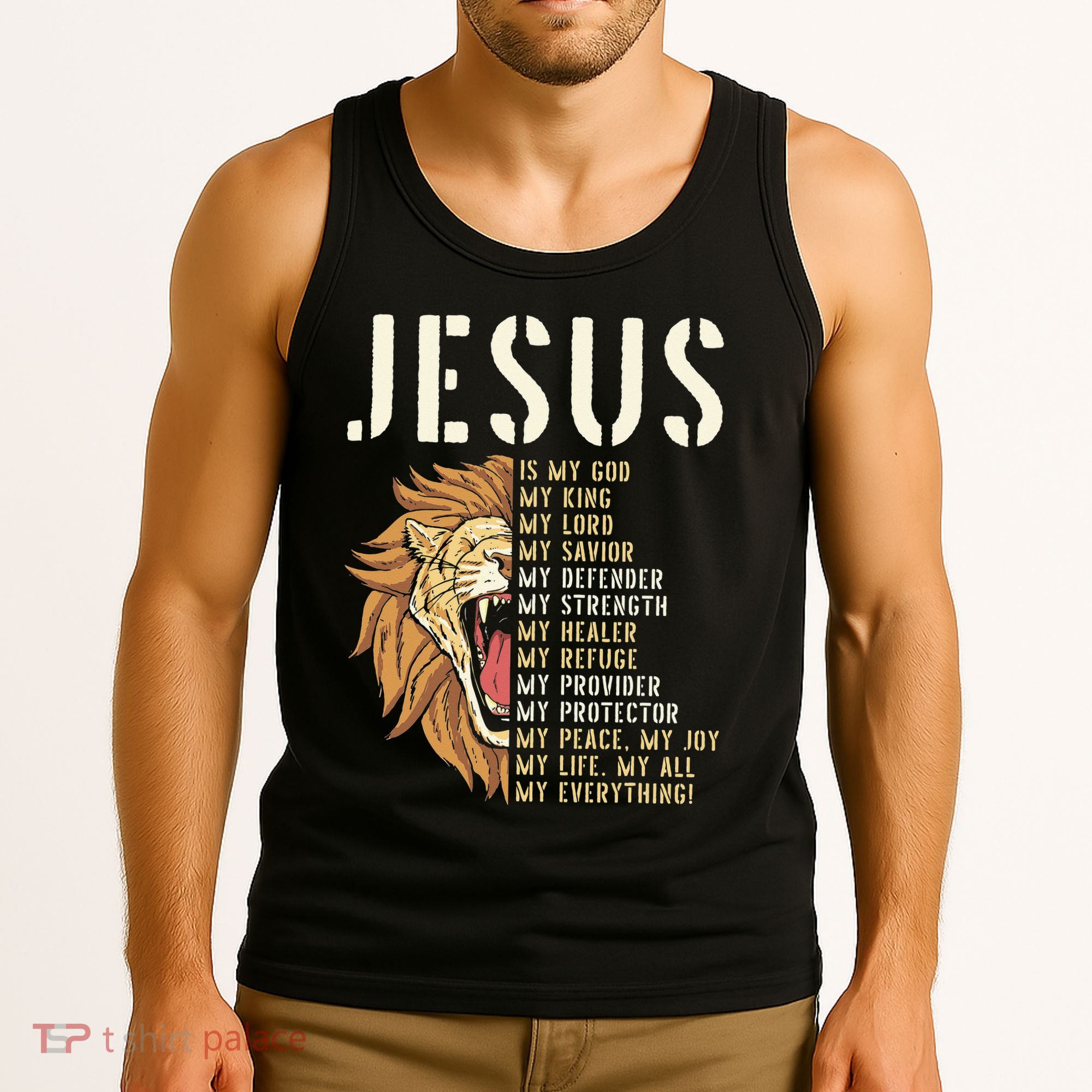 Jesus Is My God Lion Of Judah Christian Religious Faith Tank Top