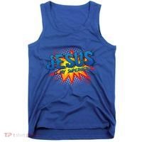 Jesus Is My Superhero Cute Powerful Christian Gift Comic Gift Tank Top thumb 0