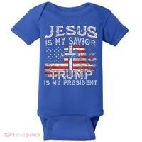 Jesus Is My Savior Trump Is My President Baby Bodysuit thumb 0