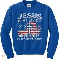 Jesus Is My Savior Trump Is My President Kids Sweatshirt thumb 0