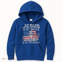 Jesus Is My Savior Trump Is My President Kids Hoodie thumb 0