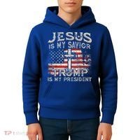 Jesus Is My Savior Trump Is My President Kids Hoodie thumb 4