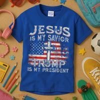 Jesus Is My Savior Trump Is My President Kids T-Shirt thumb 3