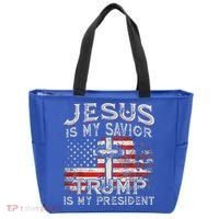 Jesus Is My Savior Trump Is My President Tote Bag thumb 0
