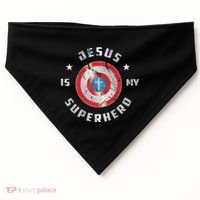 Jesus Is My Superhero Fun Christian Religious USA-Made Doggie Bandana thumb 0