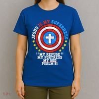 Jesus Is My Superhero Psalm 91 My Refuge My Fortress My God T-Shirt thumb 4