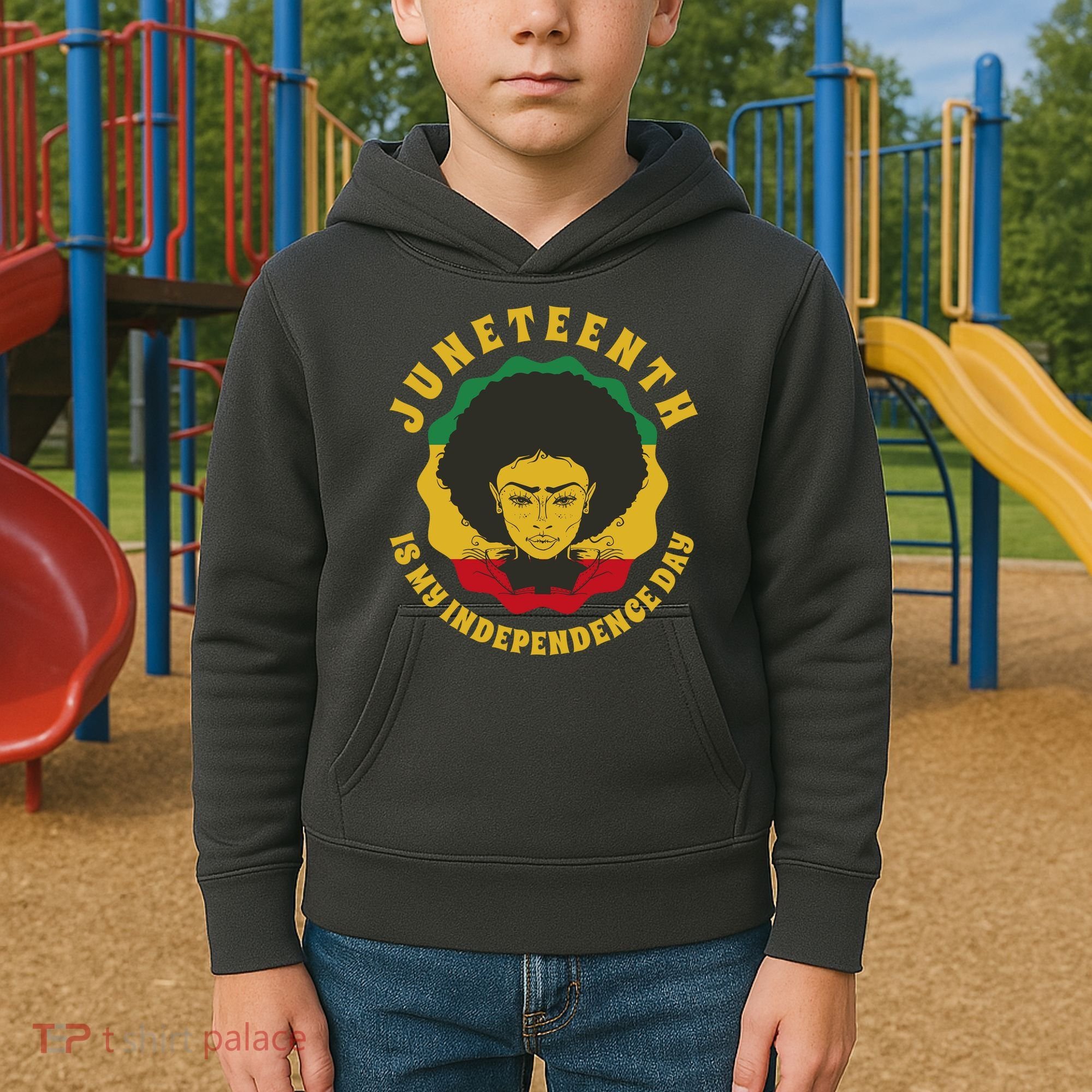 Juneteenth Is My Independence Day Black Female Pride Kids Hoodie