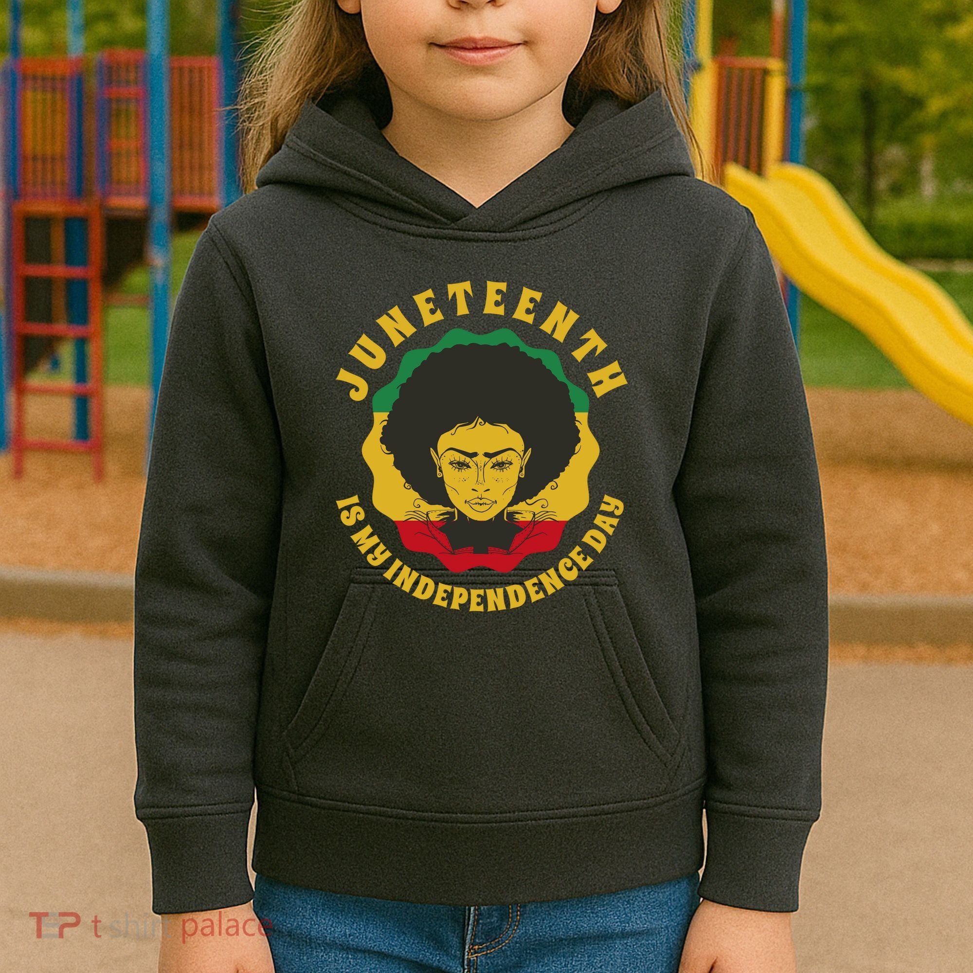 Juneteenth Is My Independence Day Black Female Pride Kids Hoodie