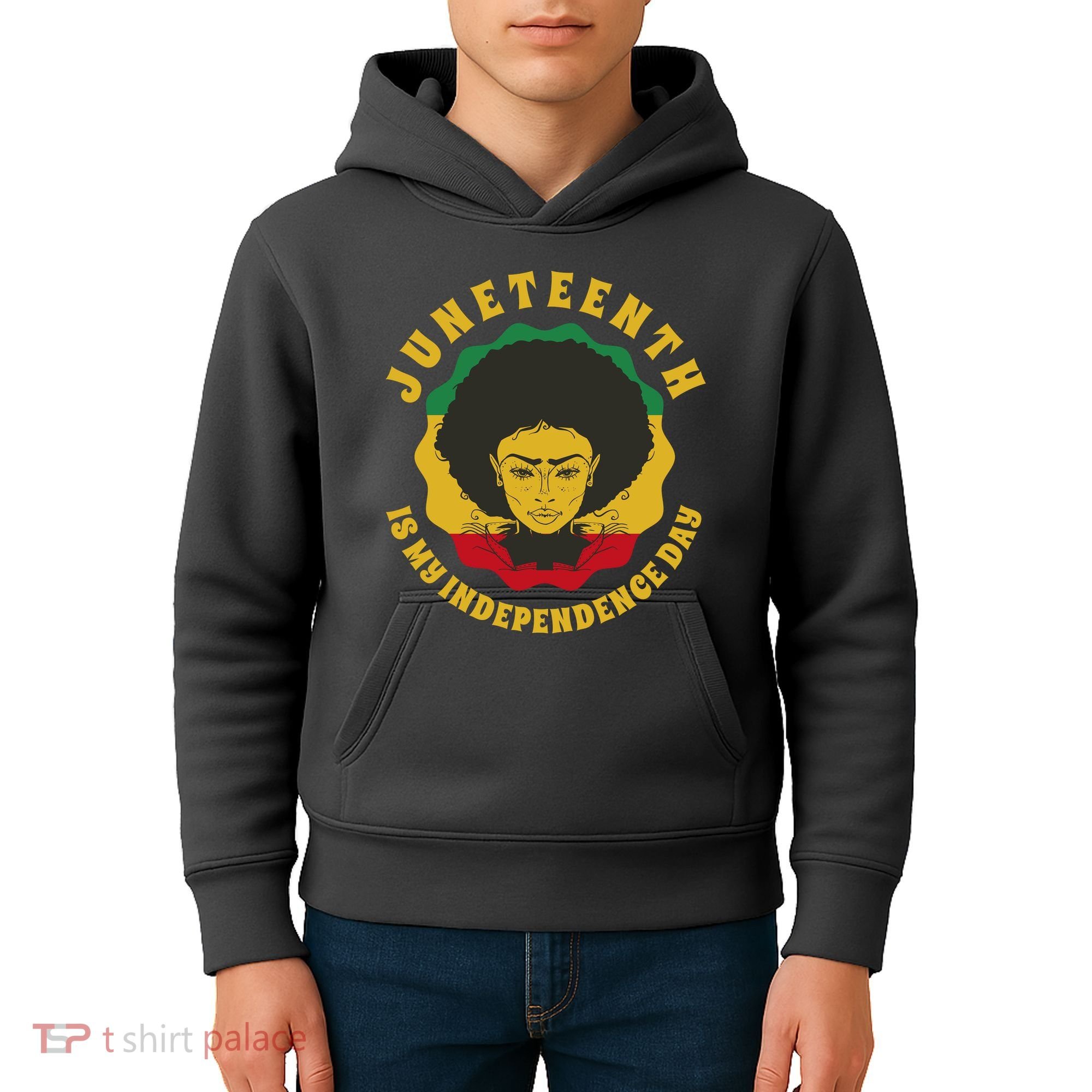 Juneteenth Is My Independence Day Black Female Pride Kids Hoodie