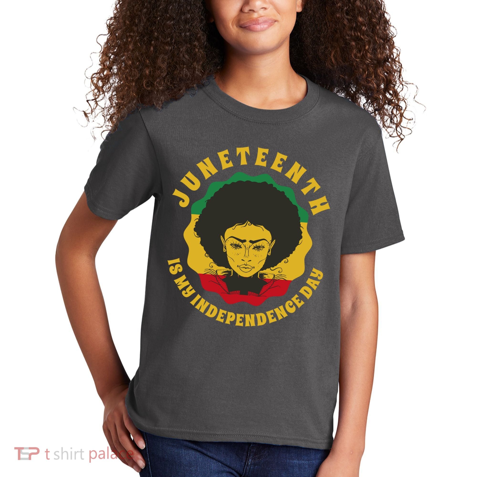 Juneteenth Is My Independence Day Black Female Pride Kids T-Shirt