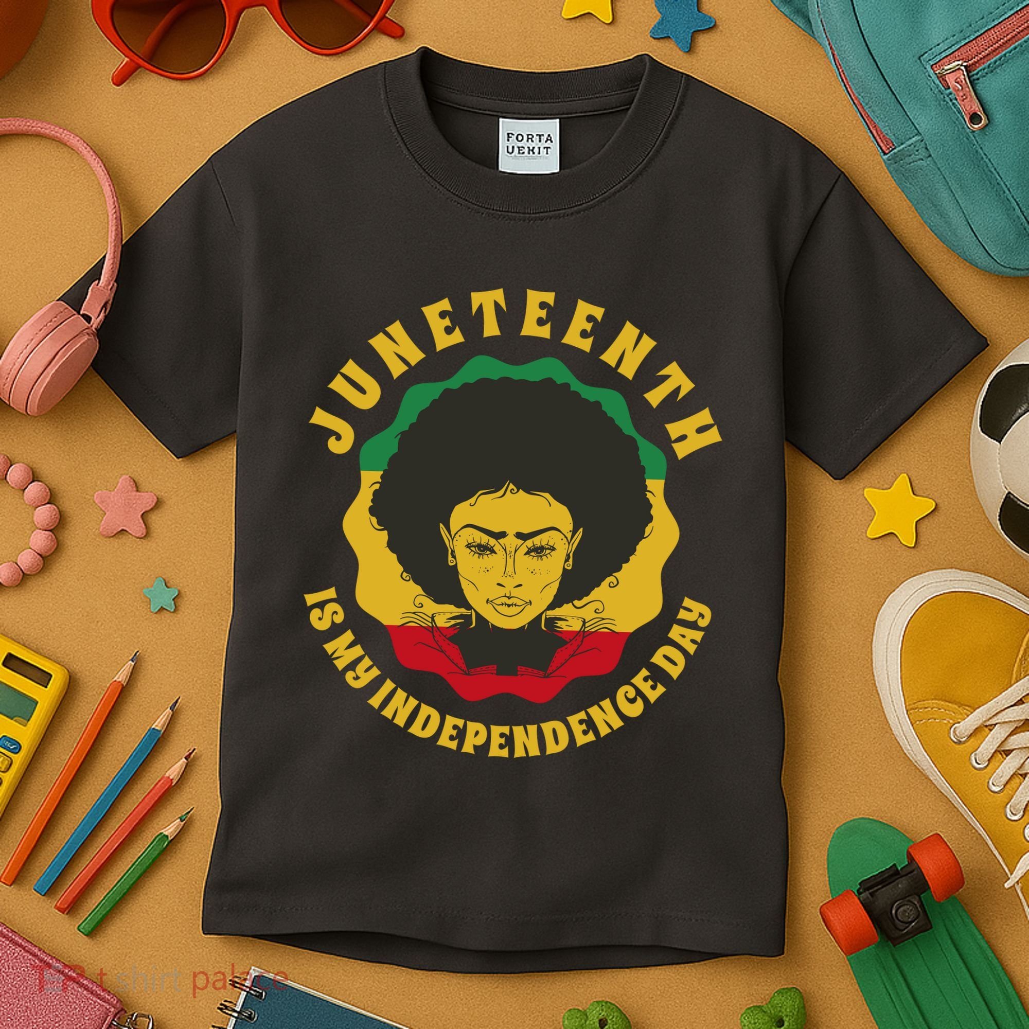 Juneteenth Is My Independence Day Black Female Pride Kids T-Shirt