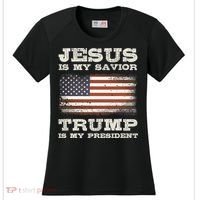 Jesus Is My Savior Trump Is My President Women's Cooling Performance Crew T-Shirt thumb 0