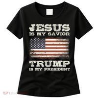 Jesus Is My Savior Trump Is My President Women's T-Shirt thumb 0