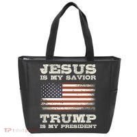 Jesus Is My Savior Trump Is My President Tote Bag thumb 0
