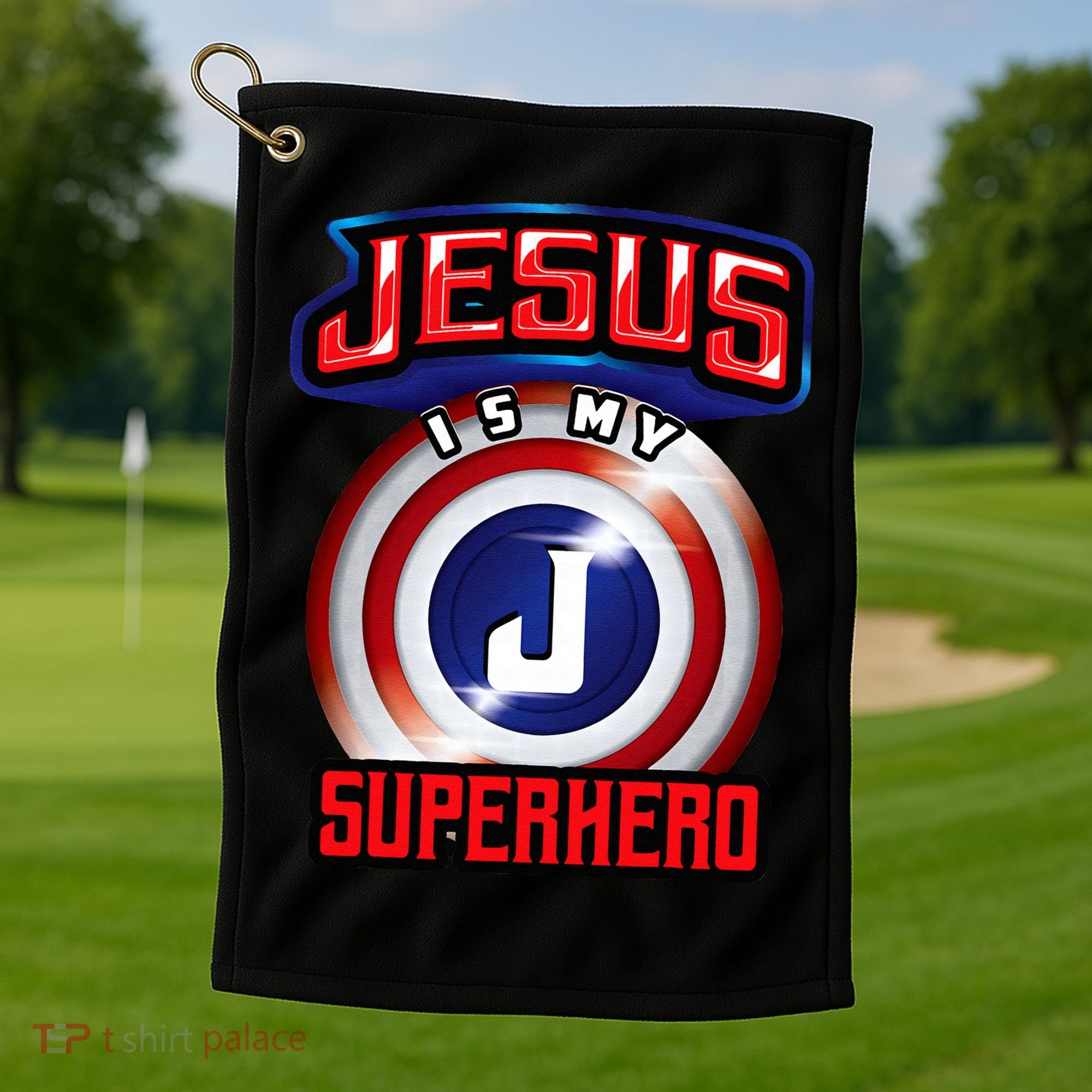Jesus Is My Superhero Cute Powerful Christian Gift Golf Towel