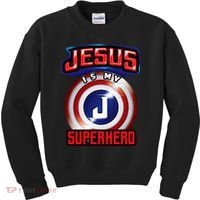 Jesus Is My Superhero Cute Powerful Christian Gift Kids Sweatshirt thumb 0