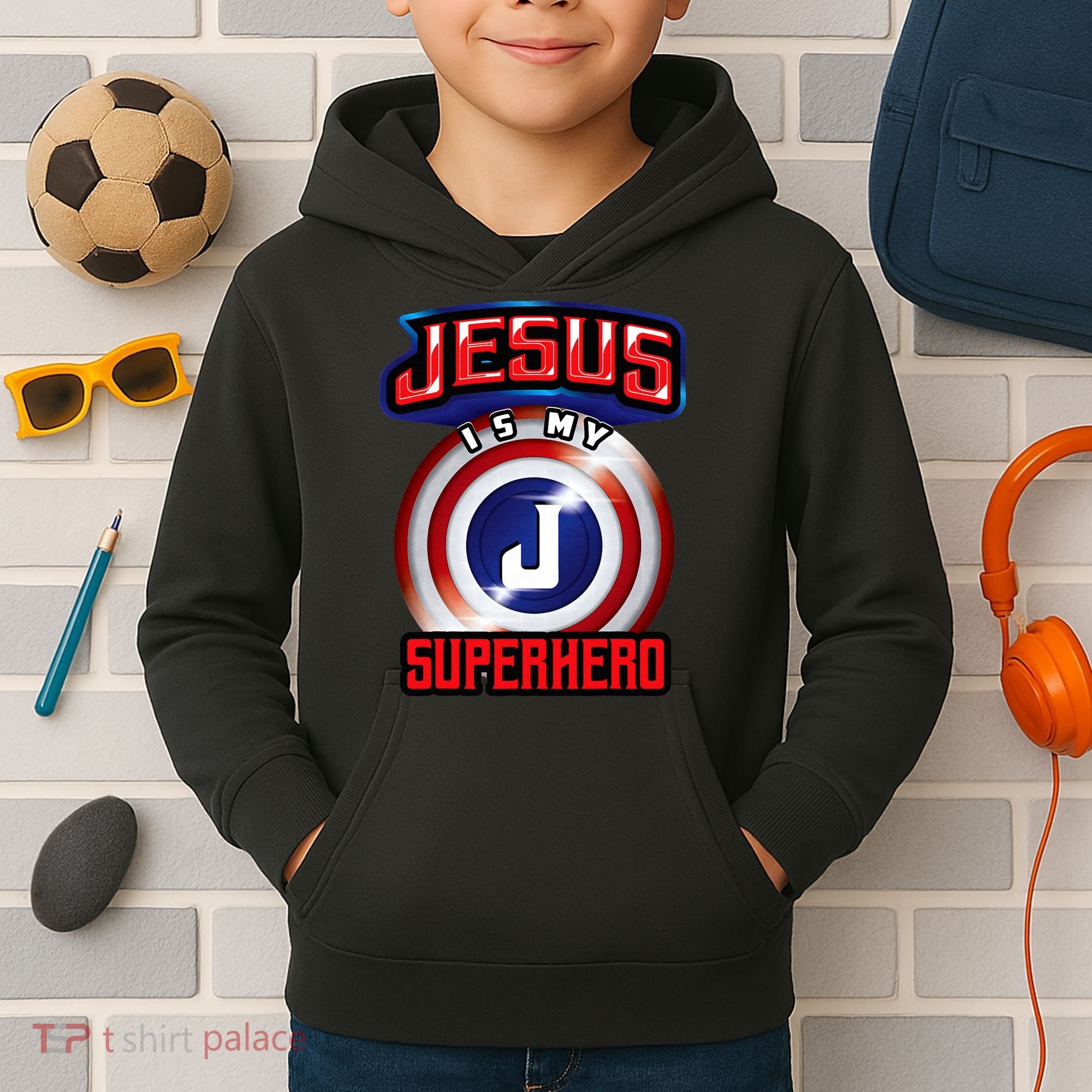 Jesus Is My Superhero Cute Powerful Christian Gift Kids Hoodie