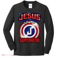 Jesus Is My Superhero Cute Powerful Christian Gift Kids Long Sleeve Shirt thumb 0