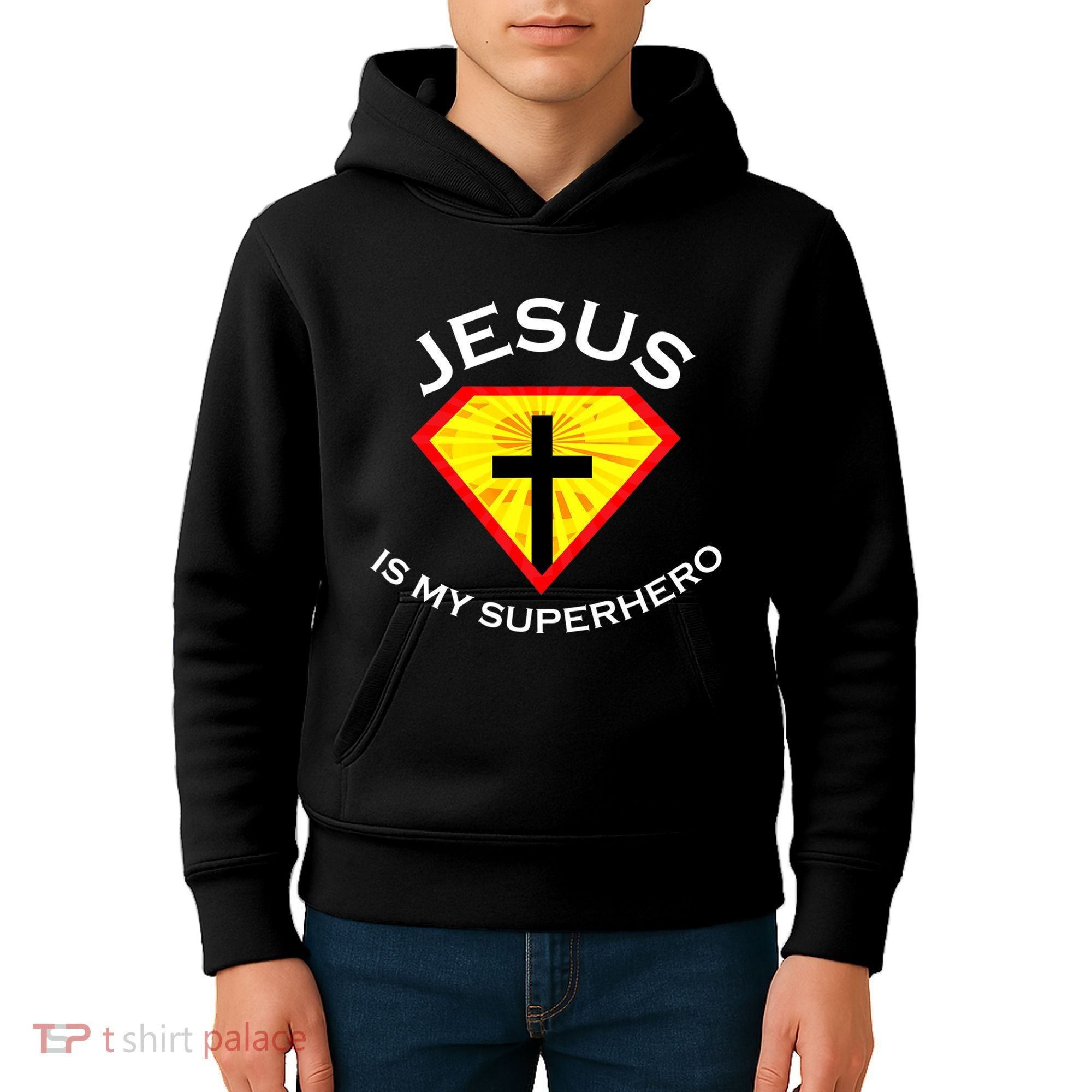 Jesus Is My Superhero Cute Powerful Christian Gift SUPER Kids Hoodie