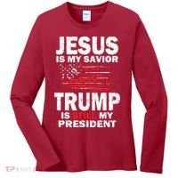 Jesus Is My Savior Trump Is Still My President Women's Long Sleeve Shirt thumb 0