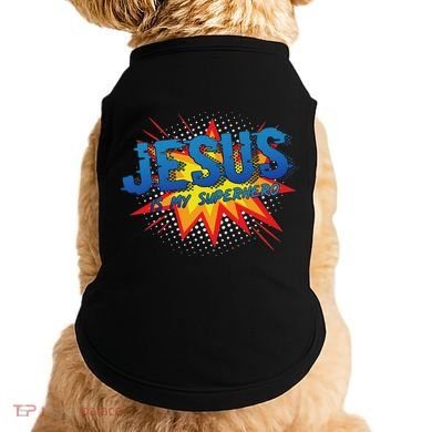 Jesus Is My Superhero Cute Powerful Christian Gift Comic Doggie Tank