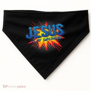 Jesus Is My Superhero Cute Powerful Christian Gift Comic USA-Made Doggie Bandana