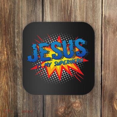 Jesus Is My Superhero Cute Powerful Christian Gift Comic Coaster