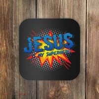 Jesus Is My Superhero Cute Powerful Christian Gift Comic Coaster thumb 0