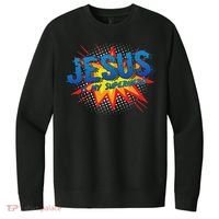 Jesus Is My Superhero Cute Powerful Christian Gift Comic V.I.T. Fleece Crew Sweatshirt thumb 0
