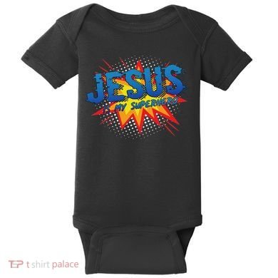 Jesus Is My Superhero Cute Powerful Christian Gift Comic Baby Bodysuit