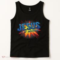 Jesus Is My Superhero Cute Powerful Christian Gift Comic Tank Top thumb 2