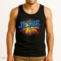 Jesus Is My Superhero Cute Powerful Christian Gift Comic Tank Top thumb 3