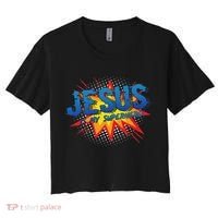 Jesus Is My Superhero Cute Powerful Christian Gift Comic Women's Crop Top Tee thumb 0