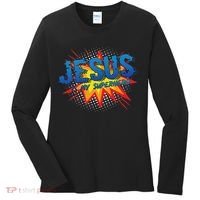 Jesus Is My Superhero Cute Powerful Christian Gift Comic Women's Long Sleeve Shirt thumb 0