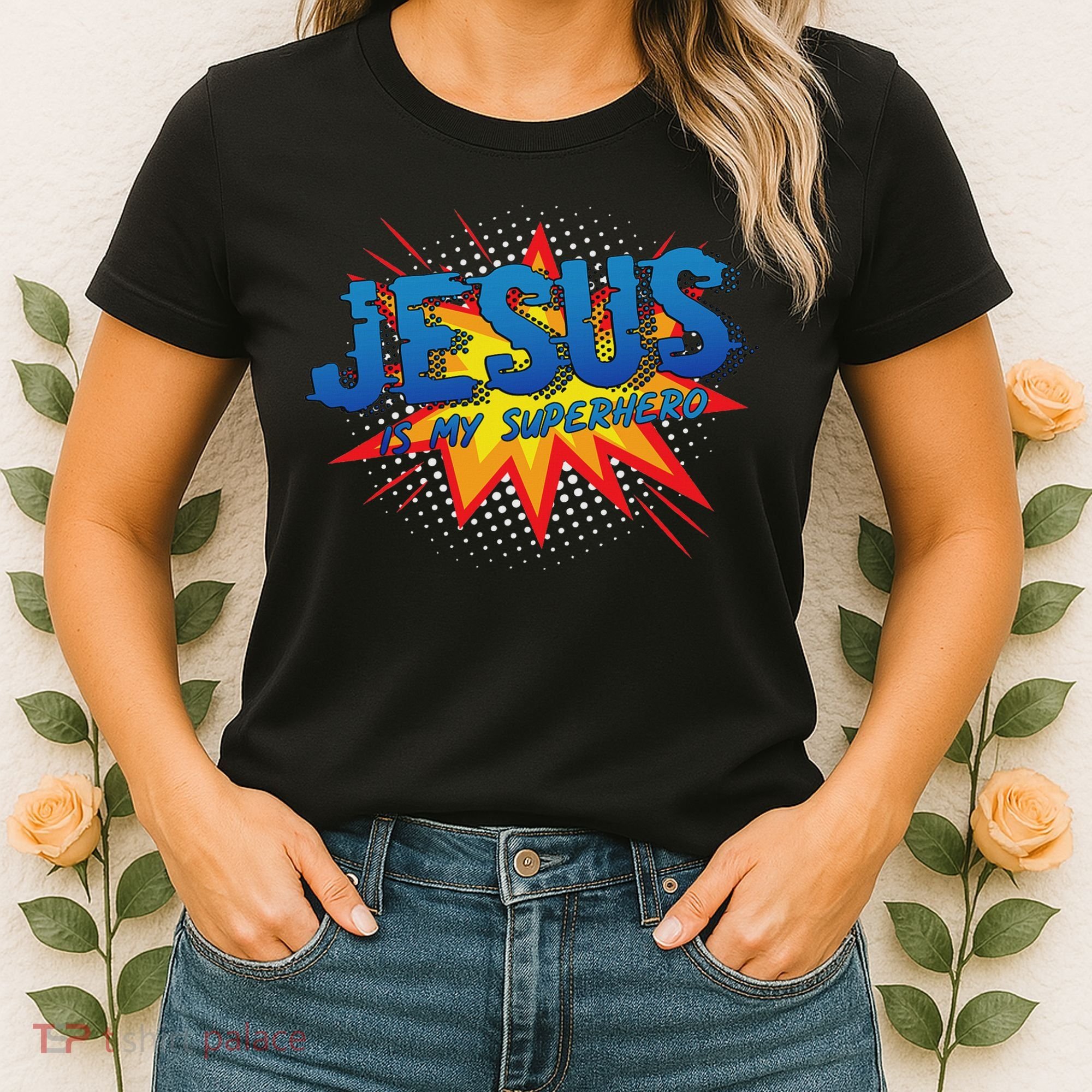 Jesus Is My Superhero Cute Powerful Christian Gift Comic Women's T-Shirt