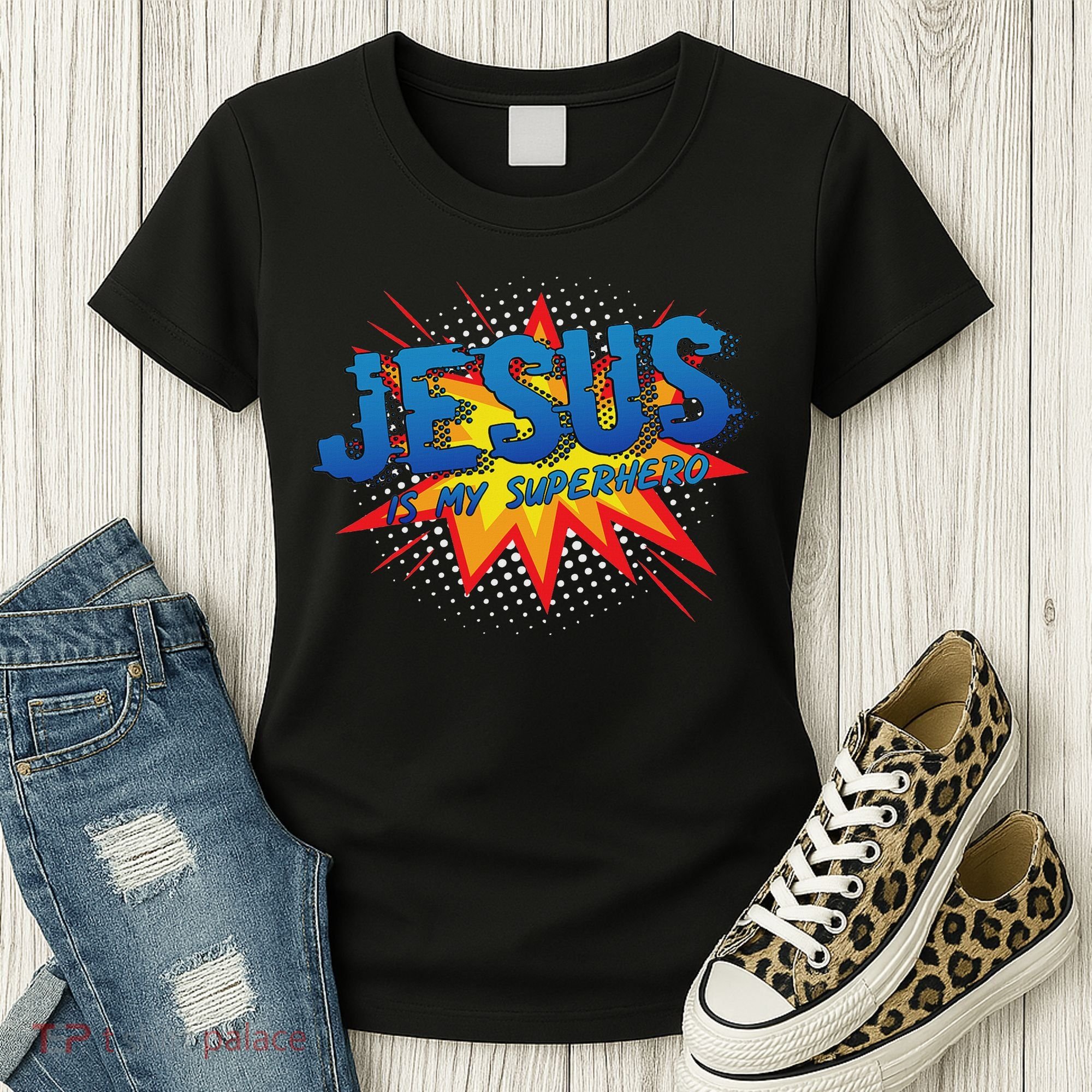 Jesus Is My Superhero Cute Powerful Christian Gift Comic Women's T-Shirt