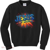 Jesus Is My Superhero Cute Powerful Christian Gift Comic Kids Sweatshirt thumb 0