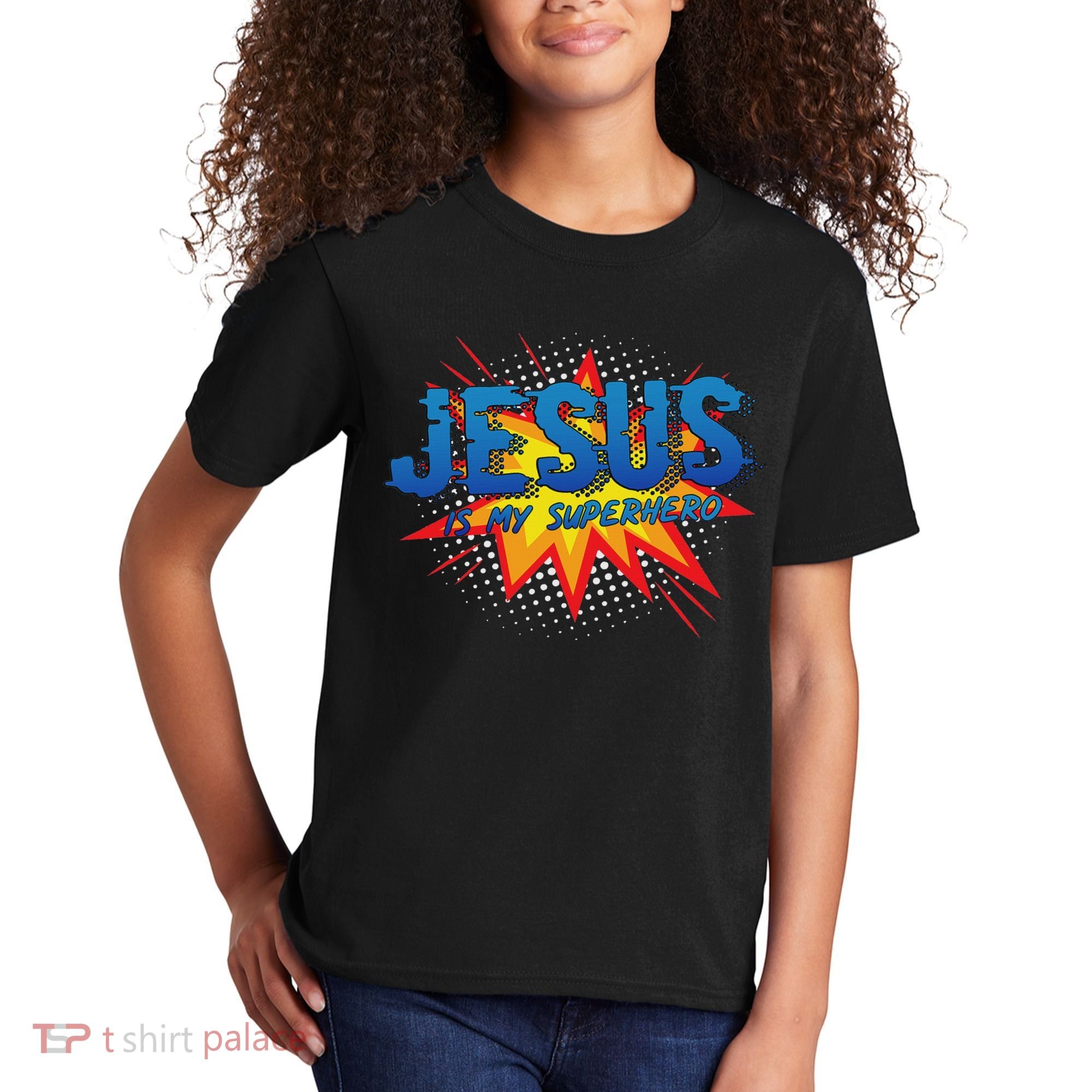 Jesus Is My Superhero Cute Powerful Christian Gift Comic Kids T-Shirt