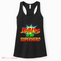 Jesus Is My Superhero Comic Book Christian Religious Easter Women's Tank Top thumb 0